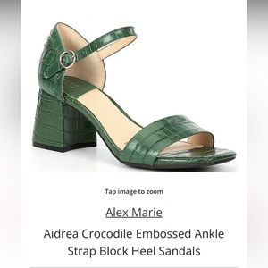 Alex Marie Aidrea Emerald green crocodile leather heels